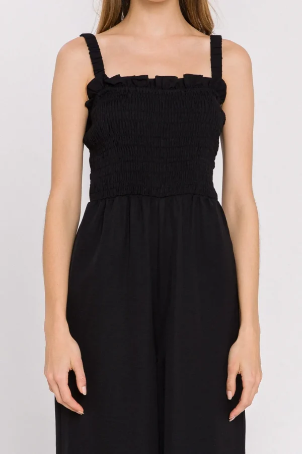ENGLISH FACTORY Tops | One Pieces*- Elastic Strap Detail Jumpsuit BLACK