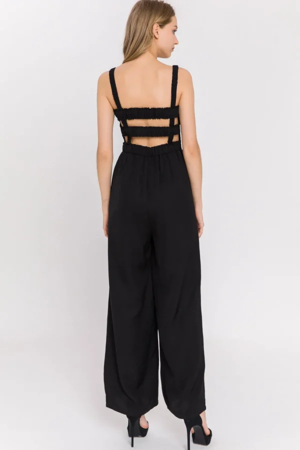 ENGLISH FACTORY Tops | One Pieces*- Elastic Strap Detail Jumpsuit BLACK