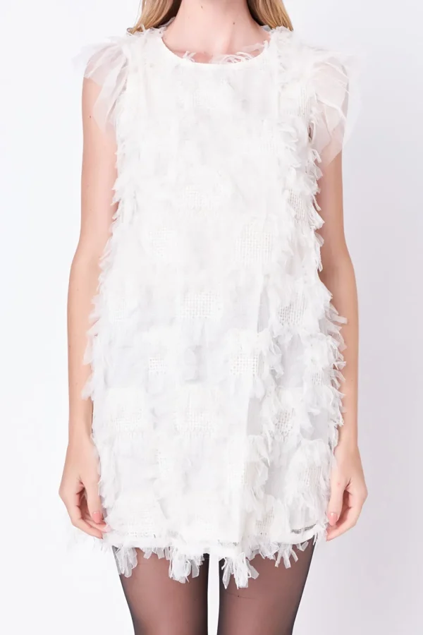 ENGLISH FACTORY Tops*- Embellished Mini Dress IVORY