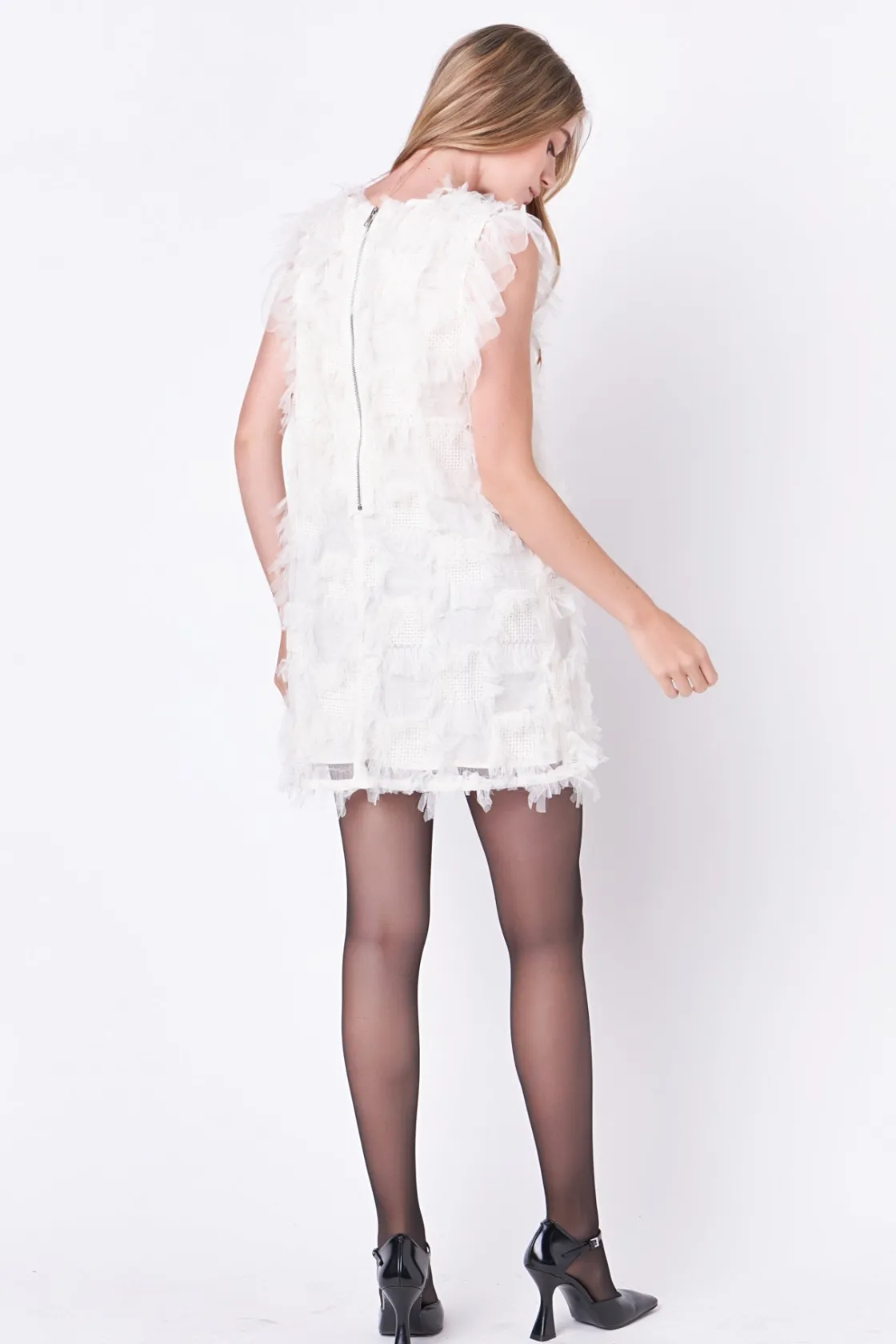 english_factory__embellis_2.webp ENGLISH FACTORY Tops*- Embellished Mini Dress IVORY