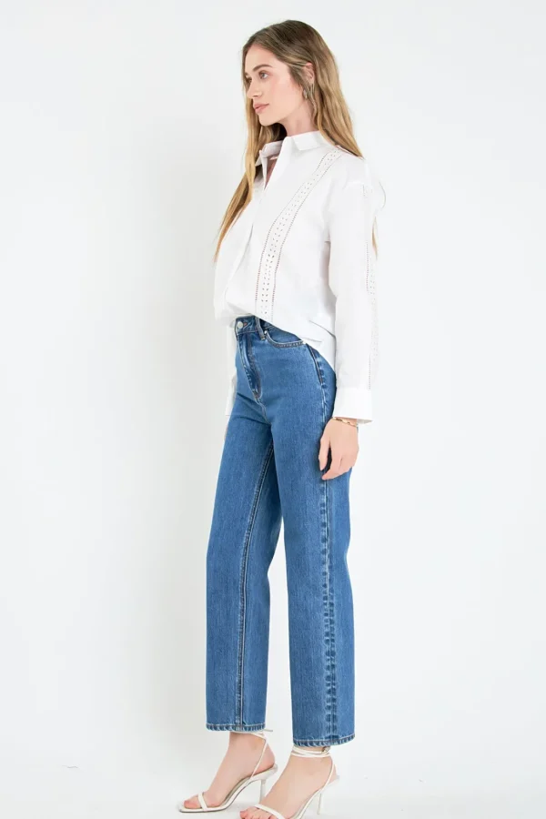 ENGLISH FACTORY Tops*- Embroidery Detail Shirt WHITE