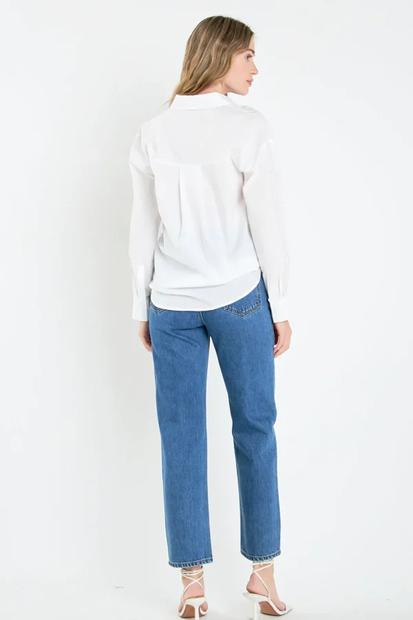 ENGLISH FACTORY Tops*- Embroidery Detail Shirt WHITE