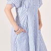 ENGLISH FACTORY Tops*- Everly Seersucker Striped Midi Dress BLUE