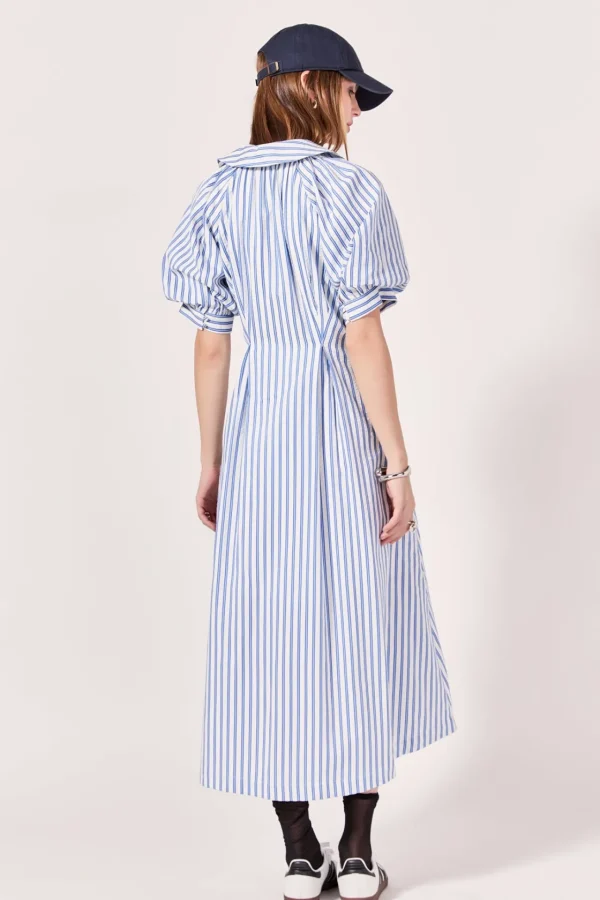 ENGLISH FACTORY Tops*- Everly Seersucker Striped Midi Dress BLUE