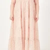 ENGLISH FACTORY Tops*- Eyelet Floral Tiered Maxi Dress CORALMULTI