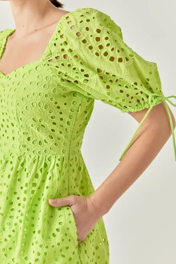 ENGLISH FACTORY Tops*- Eyelet Scallop Edge Mini Dress