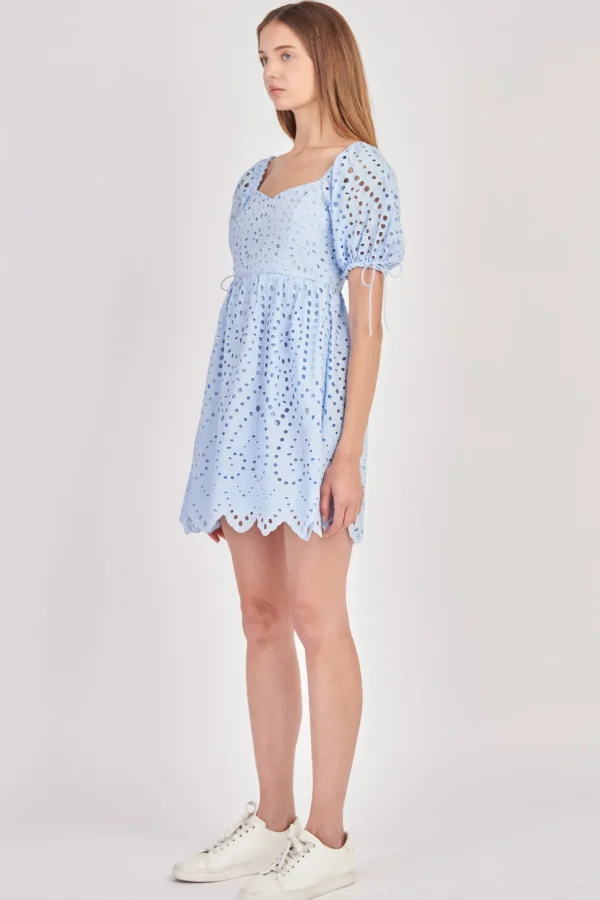 ENGLISH FACTORY Tops*- Eyelet Scallop Edge Mini Dress