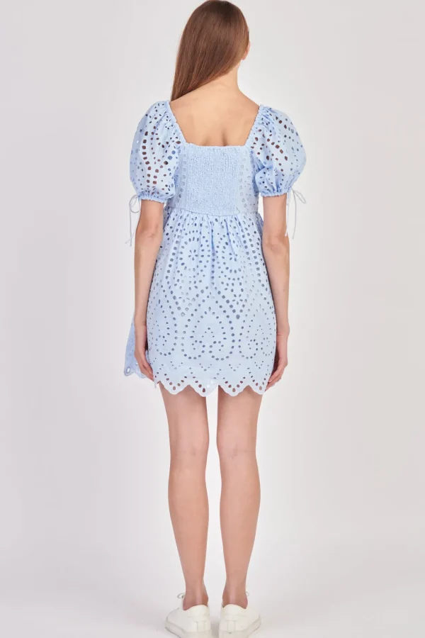 ENGLISH FACTORY Tops*- Eyelet Scallop Edge Mini Dress