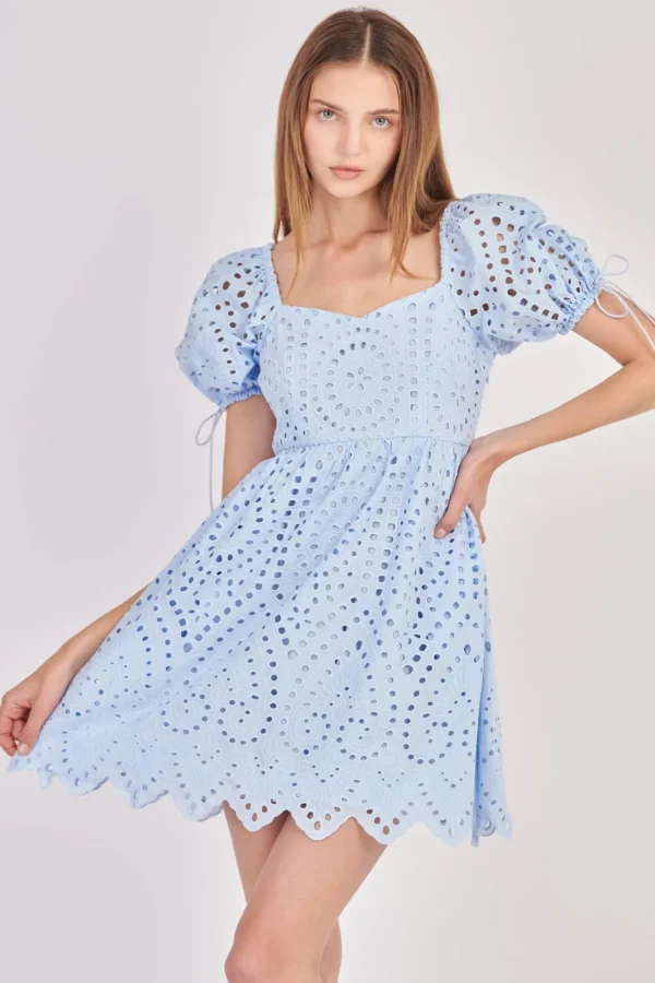 ENGLISH FACTORY Tops*- Eyelet Scallop Edge Mini Dress
