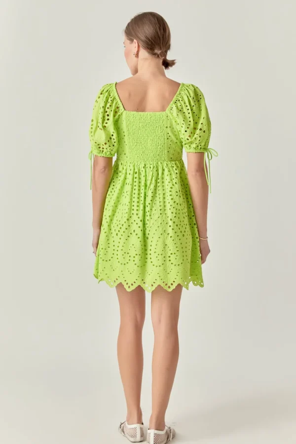 ENGLISH FACTORY Tops*- Eyelet Scallop Edge Mini Dress