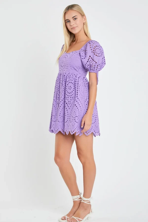 ENGLISH FACTORY Tops*- Eyelet Scallop Edge Mini Dress