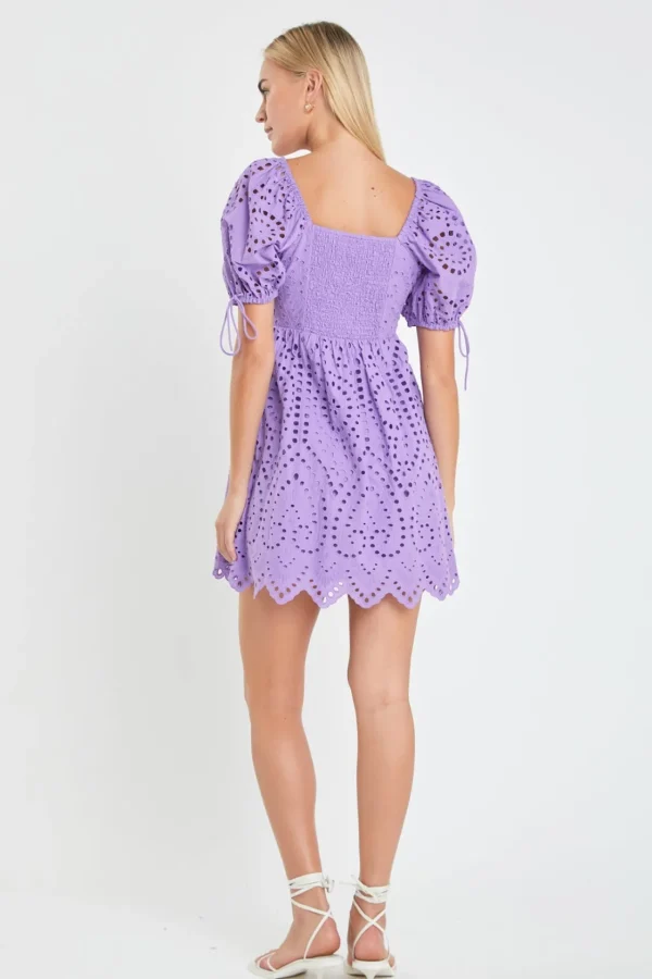 ENGLISH FACTORY Tops*- Eyelet Scallop Edge Mini Dress