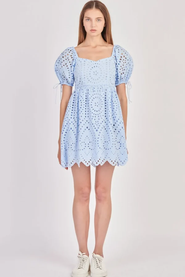 ENGLISH FACTORY Tops*- Eyelet Scallop Edge Mini Dress