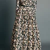 ENGLISH FACTORY Tops*- Fall Printed Midi Dress BLACKMULTI