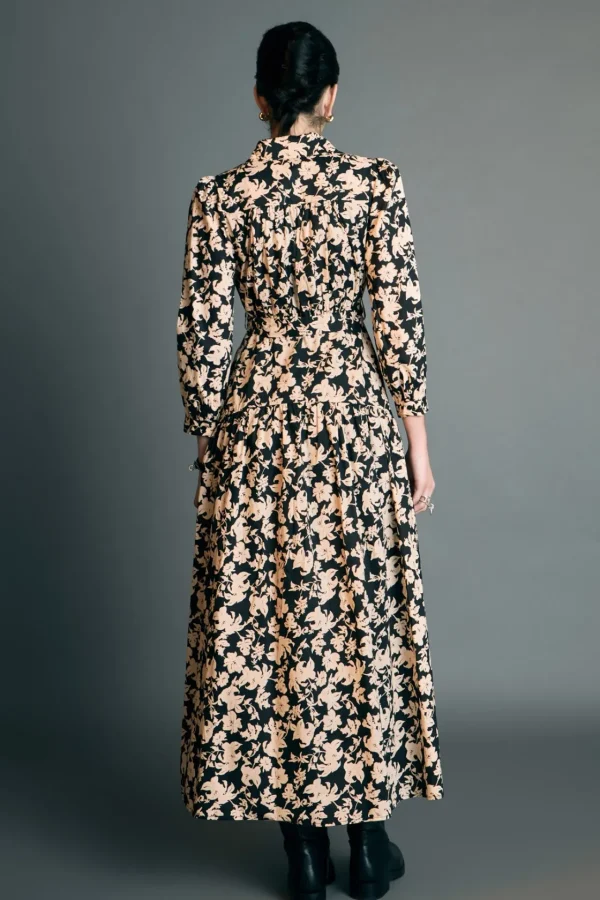 ENGLISH FACTORY Tops*- Fall Printed Midi Dress BLACKMULTI