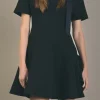 ENGLISH FACTORY Tops*- Flare Mini Dress BLACK