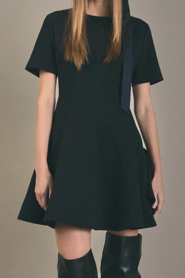 ENGLISH FACTORY Tops*- Flare Mini Dress BLACK