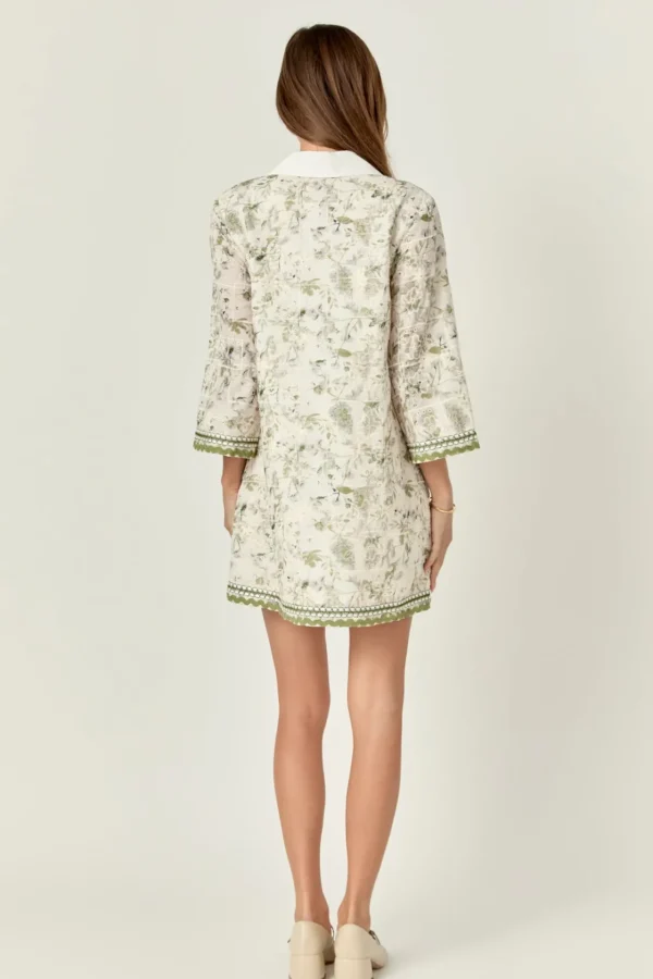 ENGLISH FACTORY Tops*- Floral Embroidery Mini Dress GREENMULTI