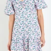 ENGLISH FACTORY Tops*- Floral Puff Sleeve Mini Dress LILACPINK