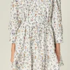 ENGLISH FACTORY Tops*- Floral Print Pintuck Smock Mini Dress MULTI
