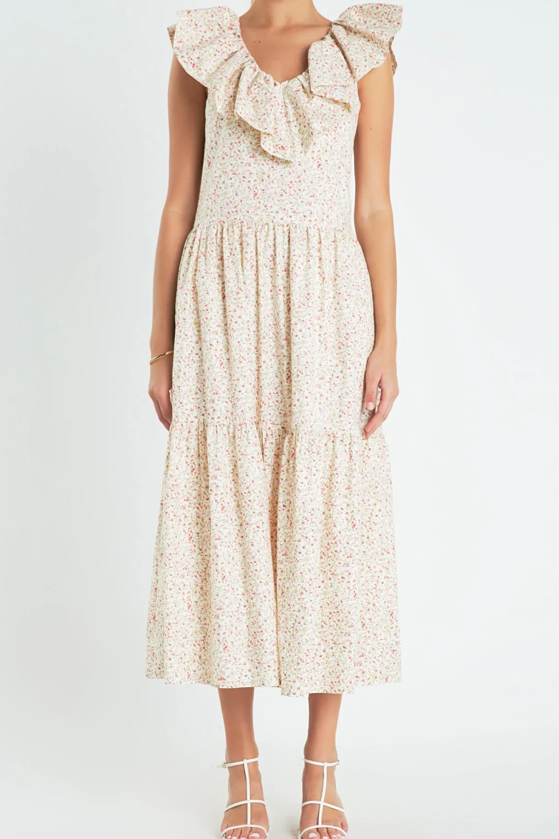 english_factory__floral_r_5.webp ENGLISH FACTORY Tops*- Floral Ruffled Midi Dress