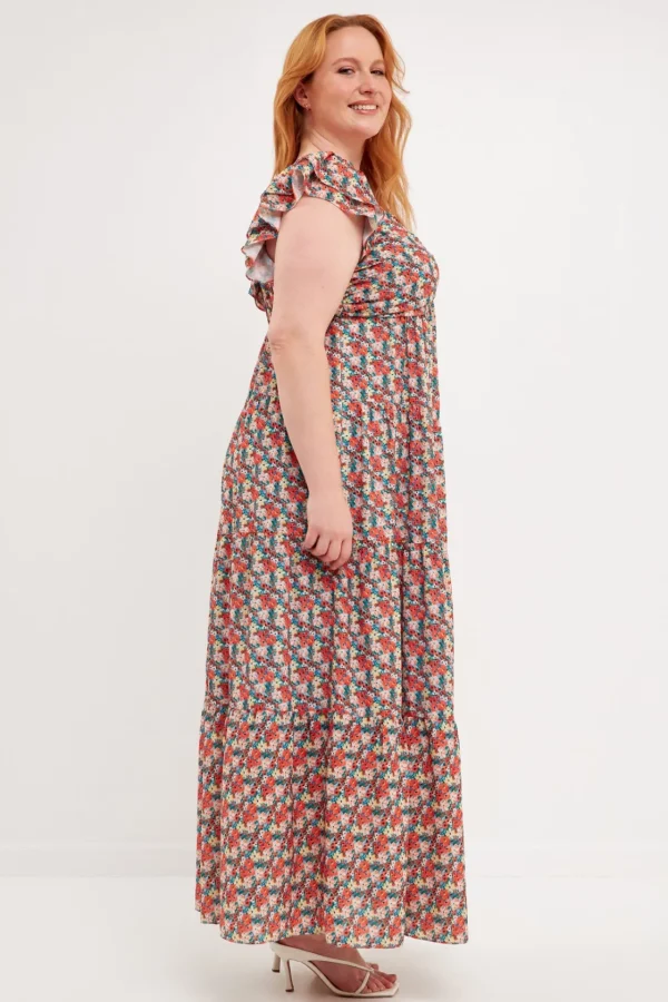 ENGLISH FACTORY Tops*- Floral Tiered Maxi Dress MULTI
