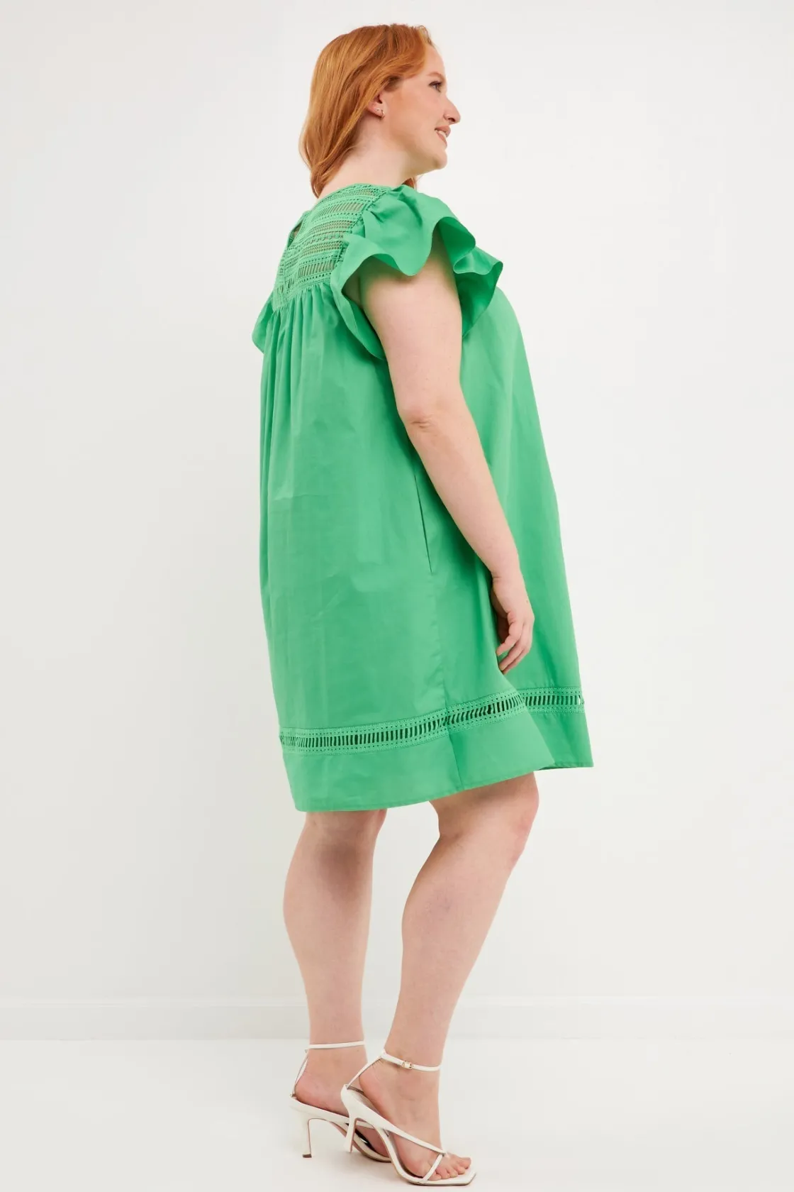 english_factory__flutter__1.webp ENGLISH FACTORY Tops*- Flutter Sleeve Mini Dress GREEN