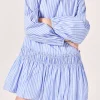 ENGLISH FACTORY Tops*- Francine Striped Balloon Mini Dress POWDERBLUE