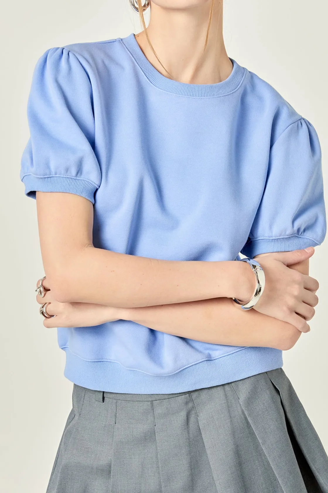 english_factory__french_t_0.webp ENGLISH FACTORY Tops*- French Terry Puff Sleeve Sweatshirt