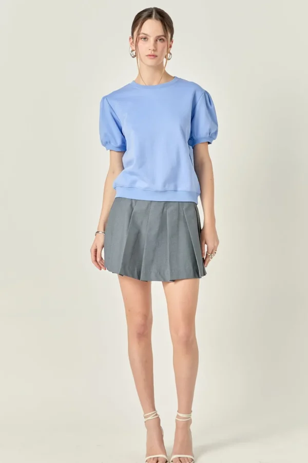 ENGLISH FACTORY Tops*- French Terry Puff Sleeve Sweatshirt