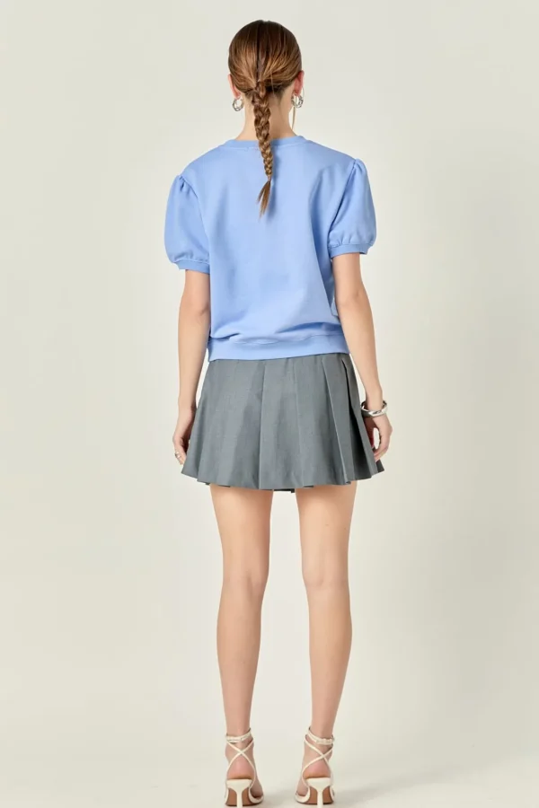 ENGLISH FACTORY Tops*- French Terry Puff Sleeve Sweatshirt