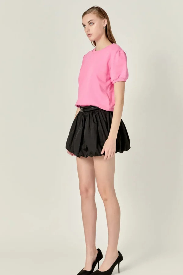 ENGLISH FACTORY Tops*- French Terry Puff Sleeve Sweatshirt