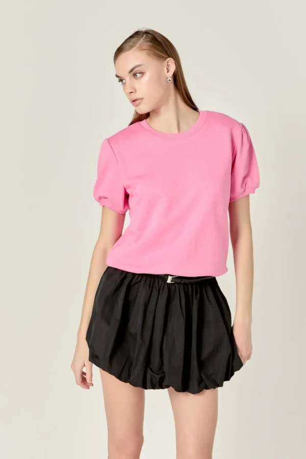 ENGLISH FACTORY Tops*- French Terry Puff Sleeve Sweatshirt