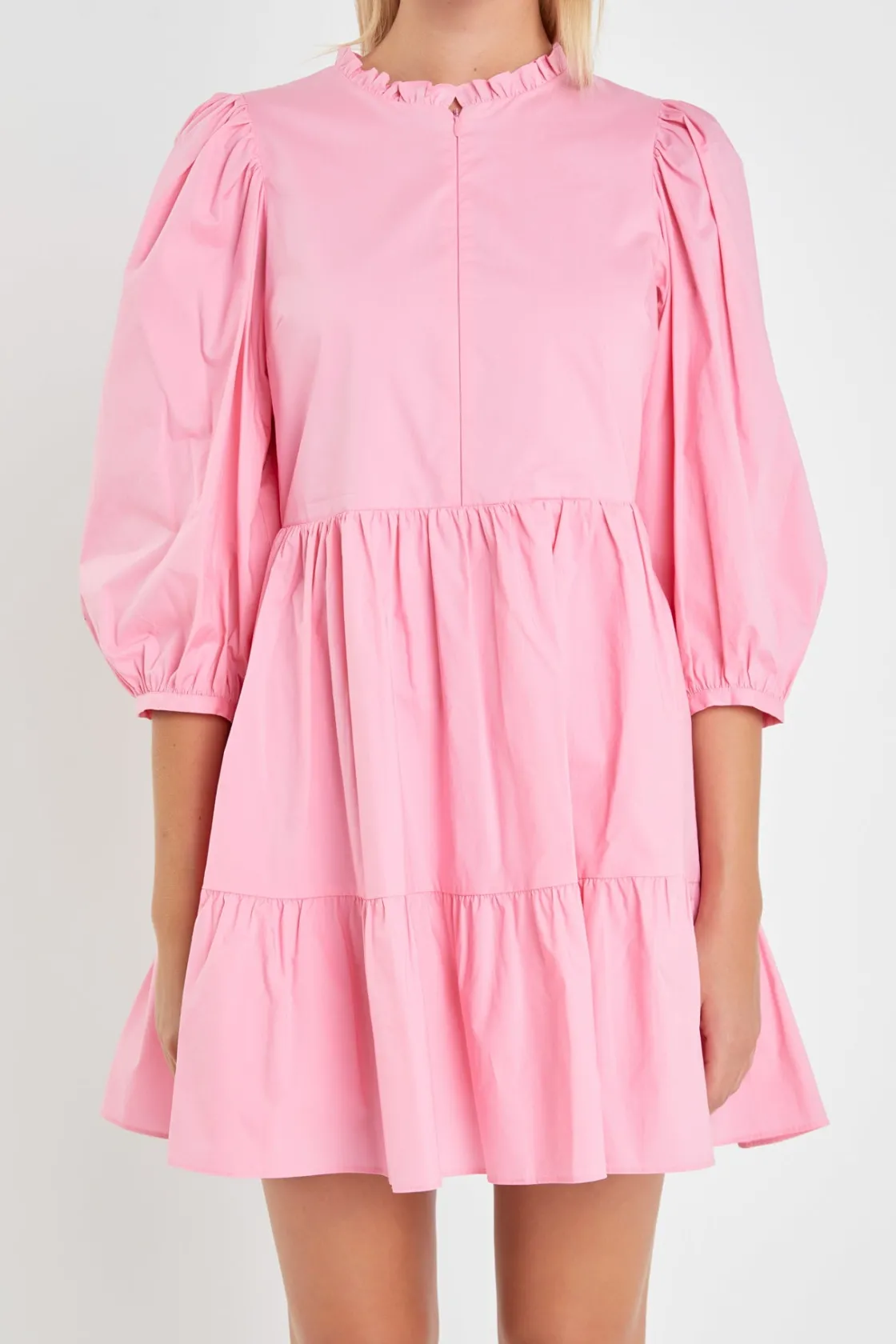 english_factory__front_zi_0.webp ENGLISH FACTORY Tops*- Front Zipper Sleeve Mini Dress BUBBLEGUMPINK