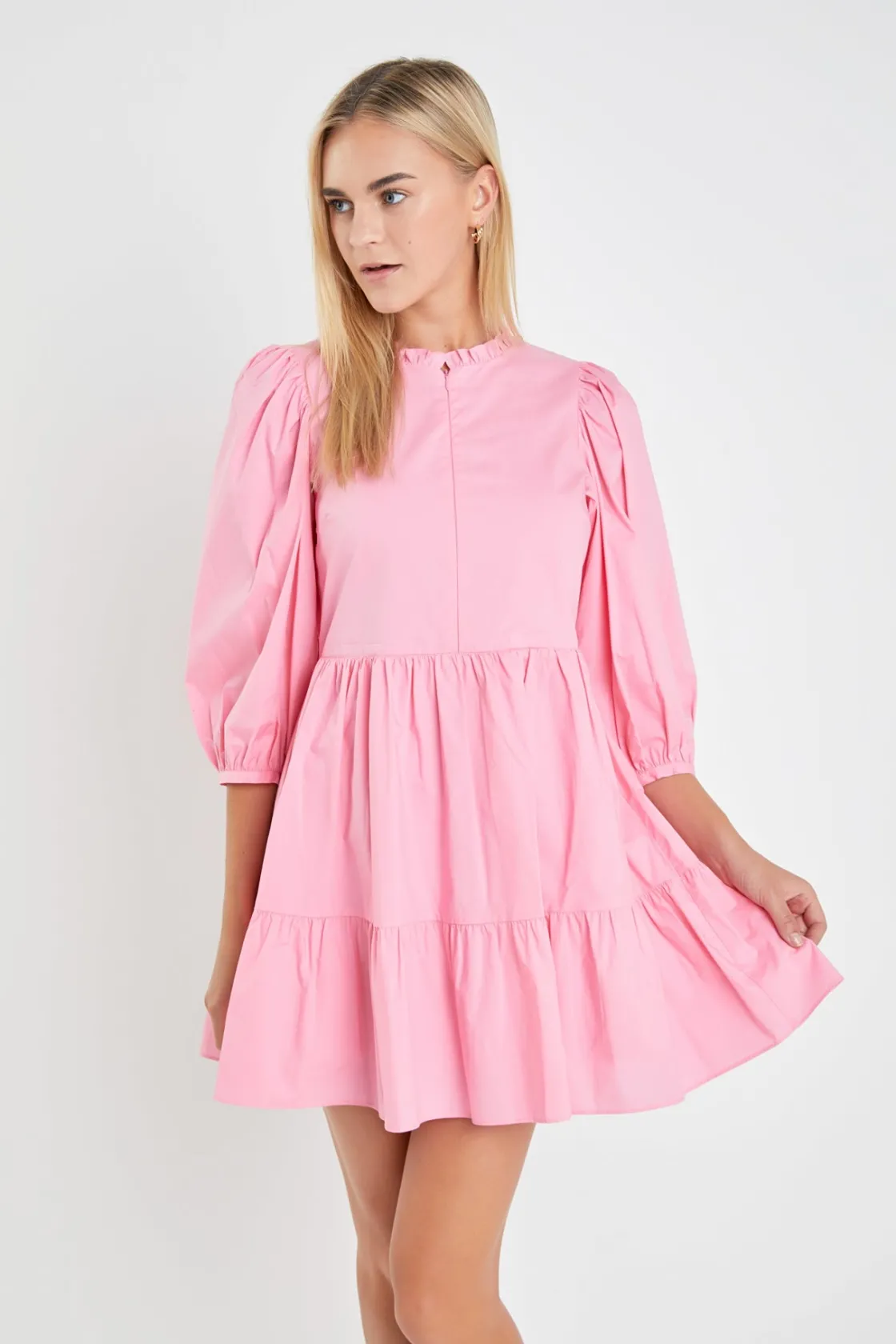 english_factory__front_zi_3.webp ENGLISH FACTORY Tops*- Front Zipper Sleeve Mini Dress BUBBLEGUMPINK