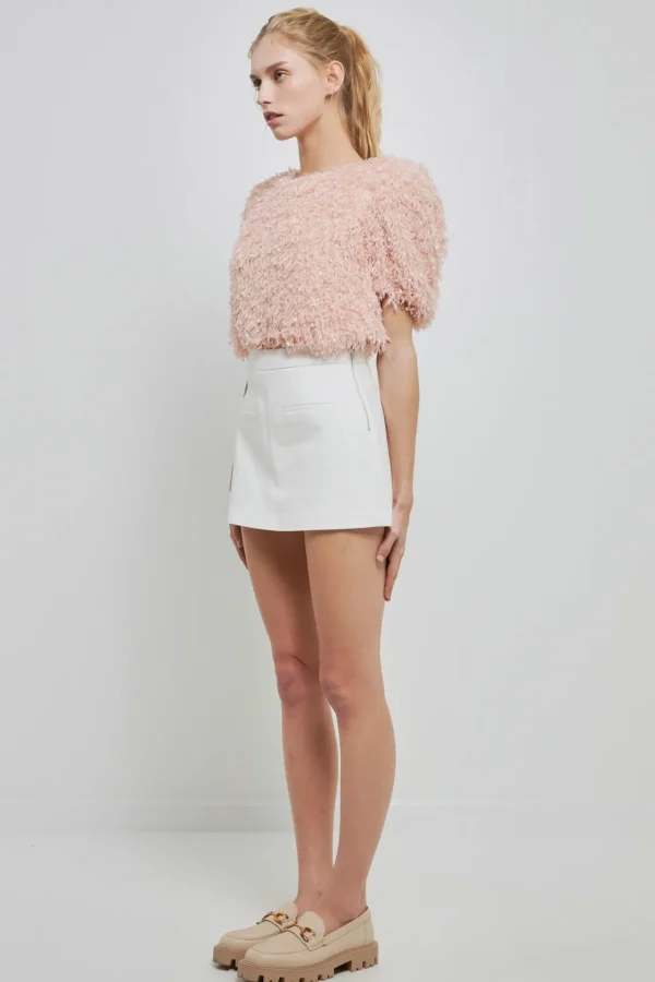 ENGLISH FACTORY Tops*- Fuzzy Feather Top