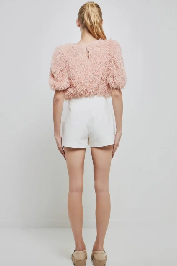 ENGLISH FACTORY Tops*- Fuzzy Feather Top
