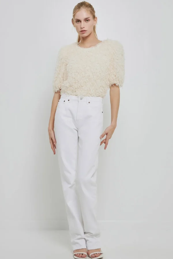 ENGLISH FACTORY Tops*- Fuzzy Feather Top