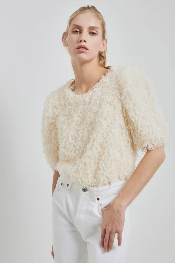 ENGLISH FACTORY Tops*- Fuzzy Feather Top