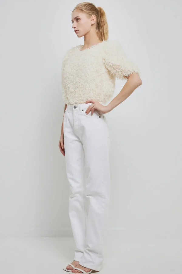 ENGLISH FACTORY Tops*- Fuzzy Feather Top