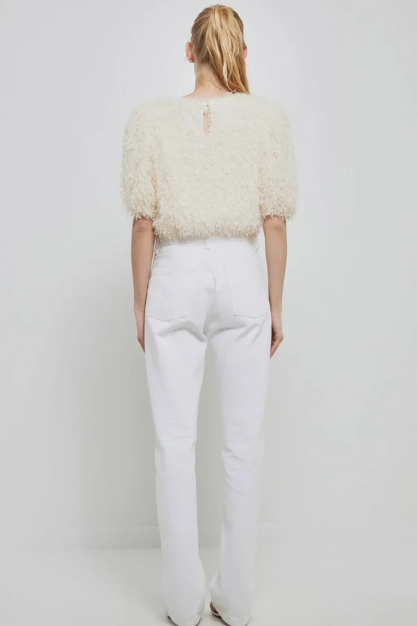 ENGLISH FACTORY Tops*- Fuzzy Feather Top