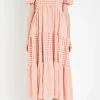 ENGLISH FACTORY Tops*- Gingham Check Combination Midi Dress SIENNA