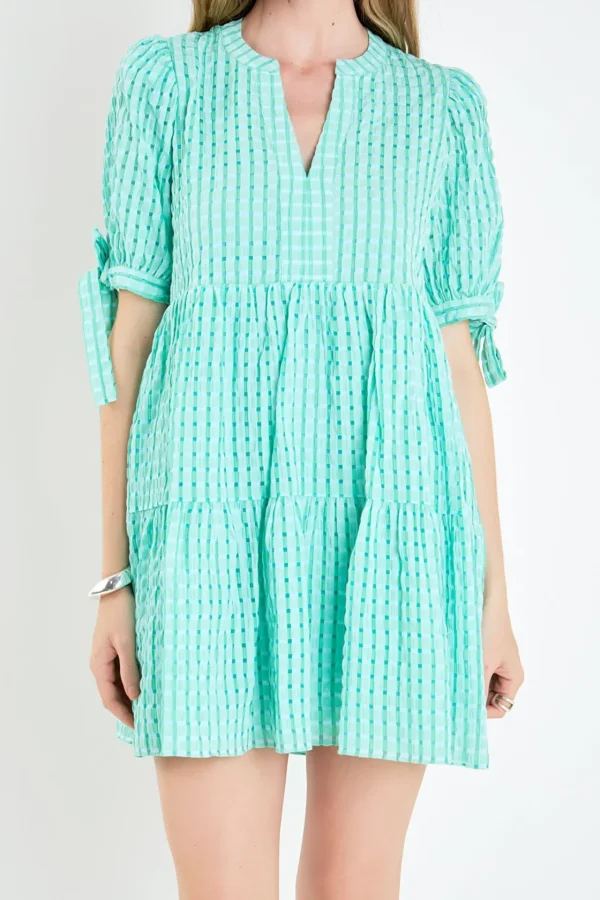 ENGLISH FACTORY Tops*- Gingham Tiered Mini Dress