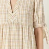 ENGLISH FACTORY Tops*- Gingham Tiered Dress with Bow-Tie Sleeves