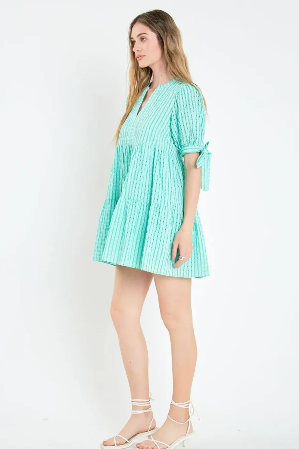 ENGLISH FACTORY Tops*- Gingham Tiered Mini Dress