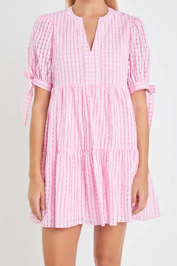 ENGLISH FACTORY Tops*- Gingham Tiered Mini Dress