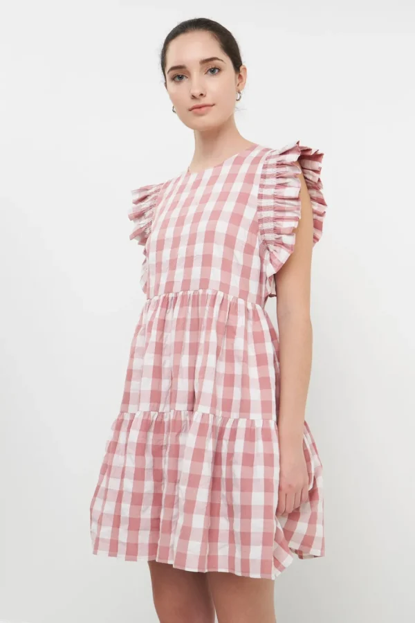 ENGLISH FACTORY Tops*- Gingham Mini Dress