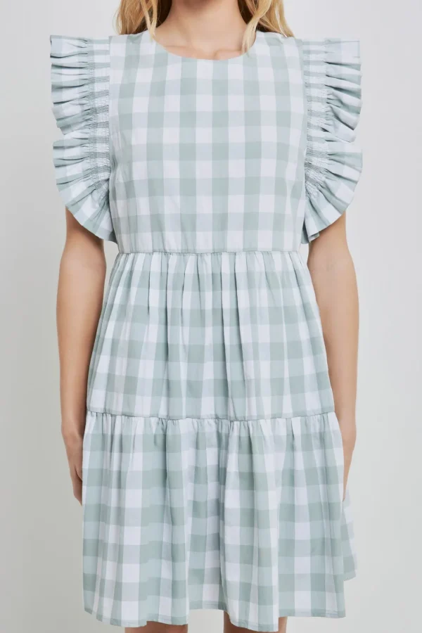 ENGLISH FACTORY Tops*- Gingham Mini Dress