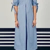 ENGLISH FACTORY Tops*- Godet Midi Dress POWDERBLUE