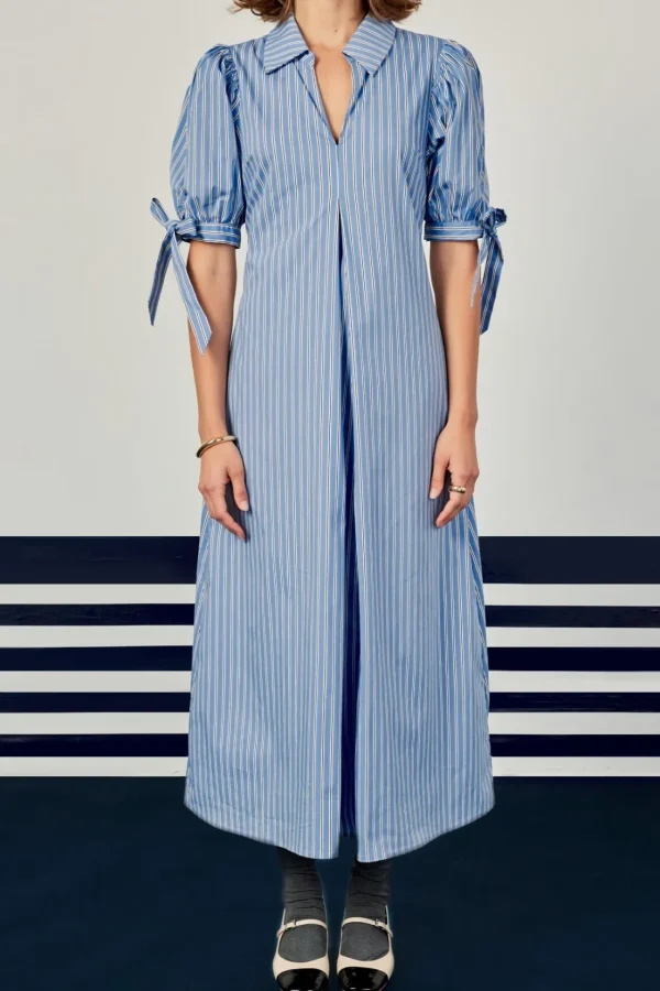 ENGLISH FACTORY Tops*- Godet Midi Dress POWDERBLUE